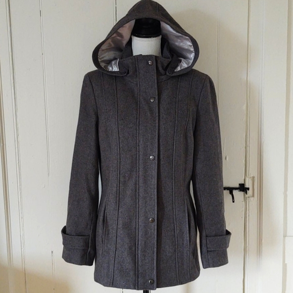 Calvin Klein Jackets & Blazers - 👄HP👄 Calvin Klein Hooded Wool Blend Lined Coat. EUC